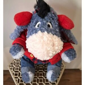 Disney Eeyore Plush Unisex Large‎ Blue Holiday Special Edition Plaid Outfit NWT
